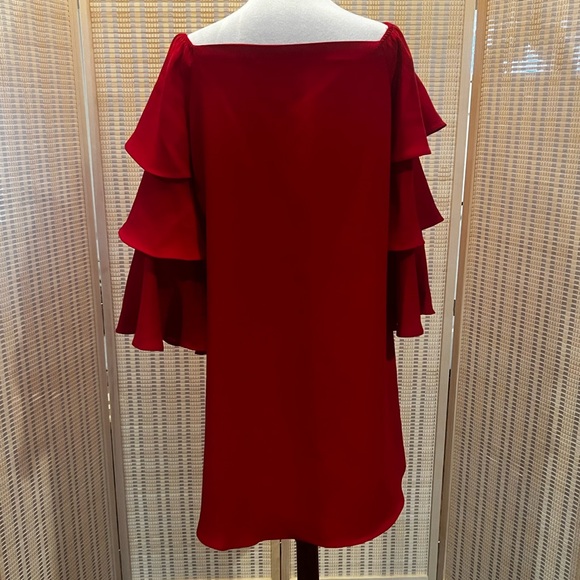 Nanette Lapore red dress with tier sleeves size 10 - Picture 5 of 7